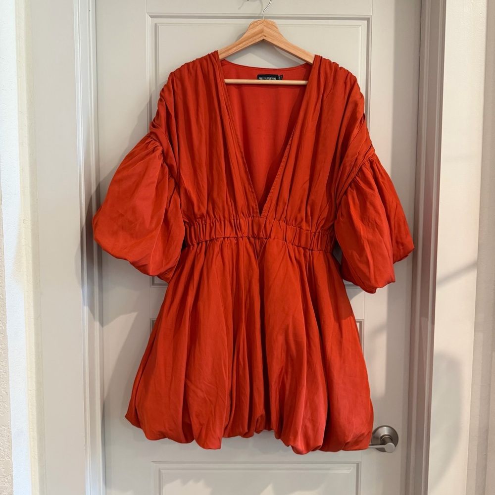 PrettyLittleThing Puff Sleeve Bubble Mini Dress Size 10